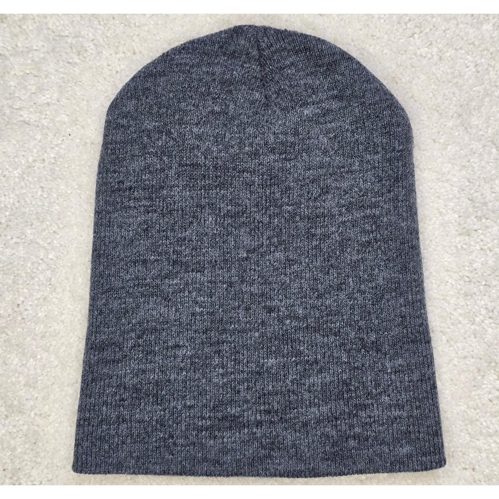 Vintage Heavyweight Heather Gray Knit Beanie Hat – Double Layer Watch Cap - Picture 5 of 5